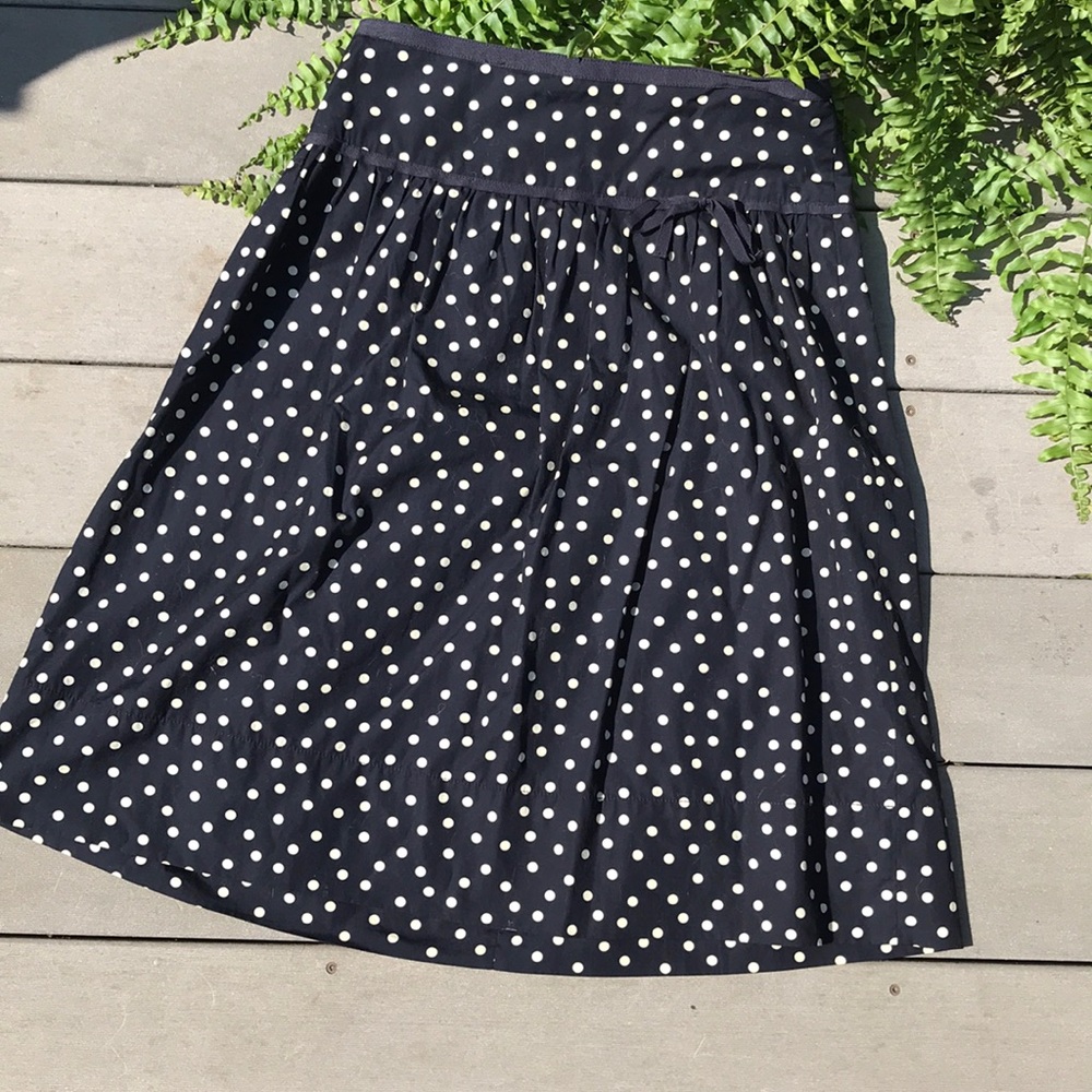 J.Crew Blue & White Polka Dot A Line Skirt